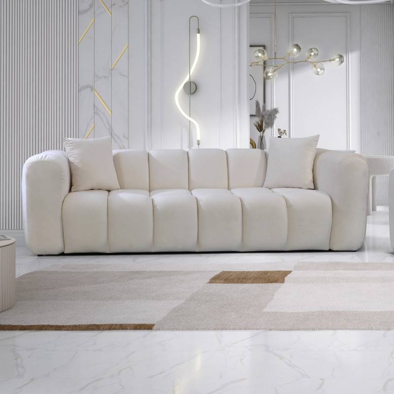 Canapé 3 places velours beige Cleo - Image 2