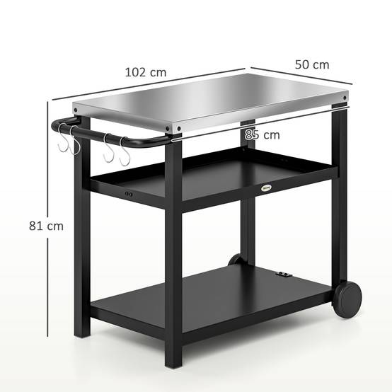 ComfortXL - Desserte barbecue métal inox grise 102 x 50 x 81 cm pour jardin et terrasse - ComfortXL Outdoor Living - Image 5