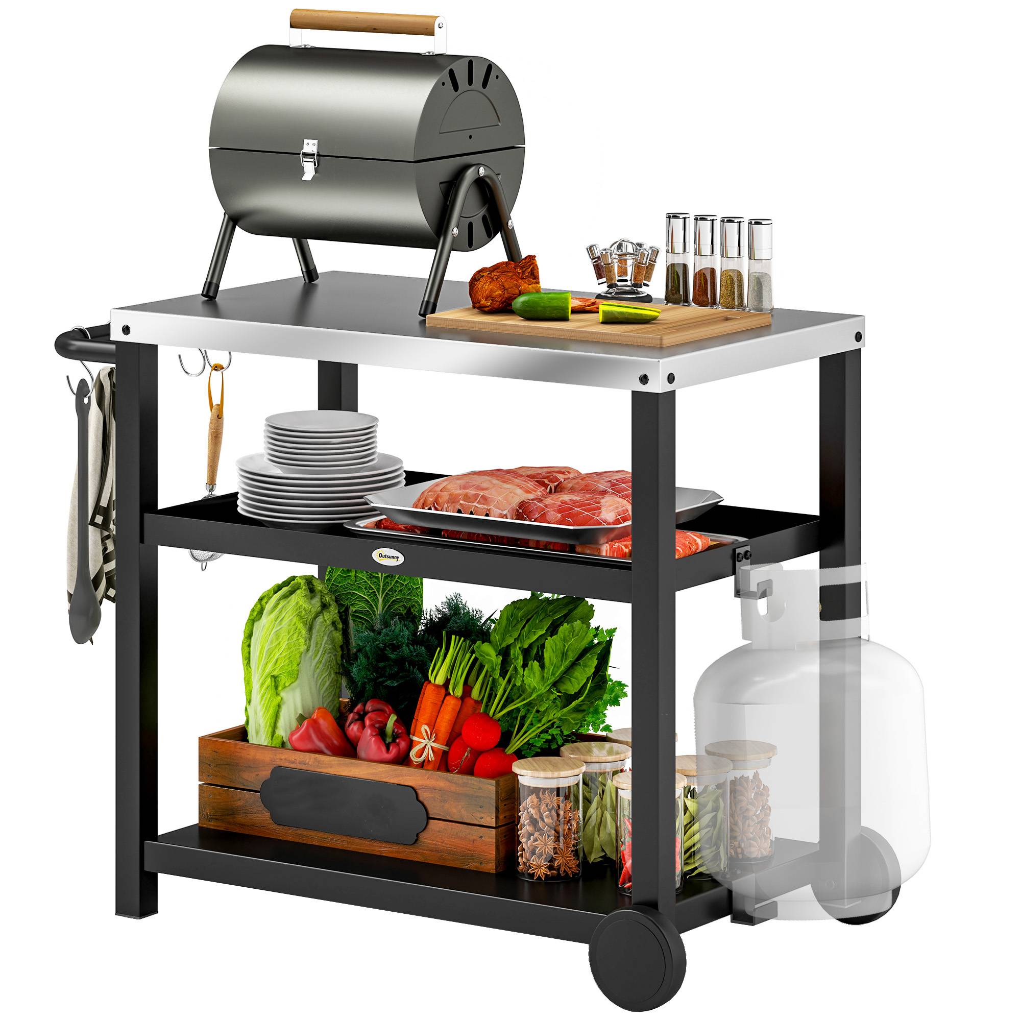 ComfortXL - Desserte barbecue métal inox grise 102 x 50 x 81 cm pour jardin et terrasse - ComfortXL Outdoor Living - Image 1