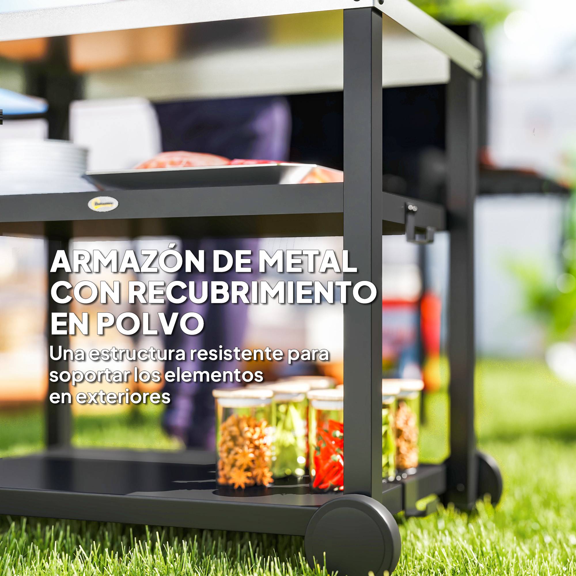 ComfortXL - Desserte barbecue métal inox grise 102 x 50 x 81 cm pour jardin et terrasse - ComfortXL Outdoor Living - Image 9