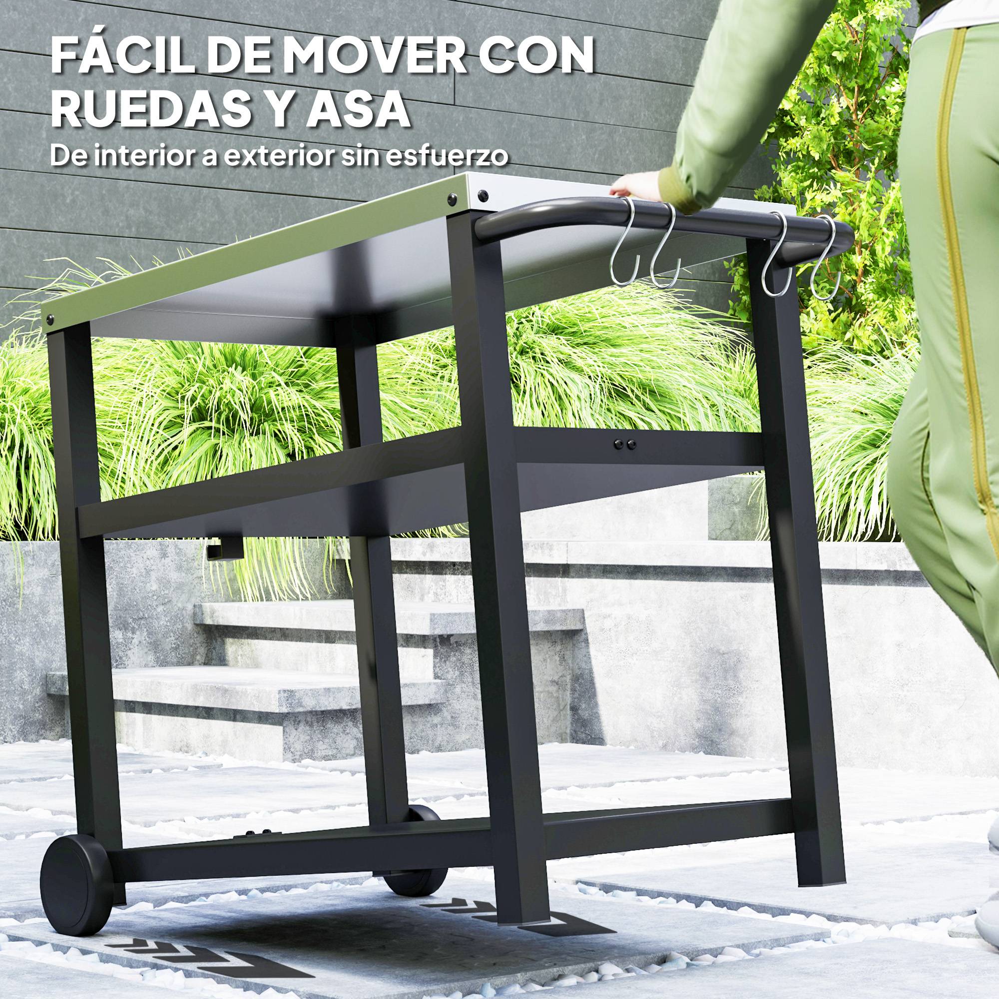 ComfortXL - Desserte barbecue métal inox grise 102 x 50 x 81 cm pour jardin et terrasse - ComfortXL Outdoor Living - Image 8