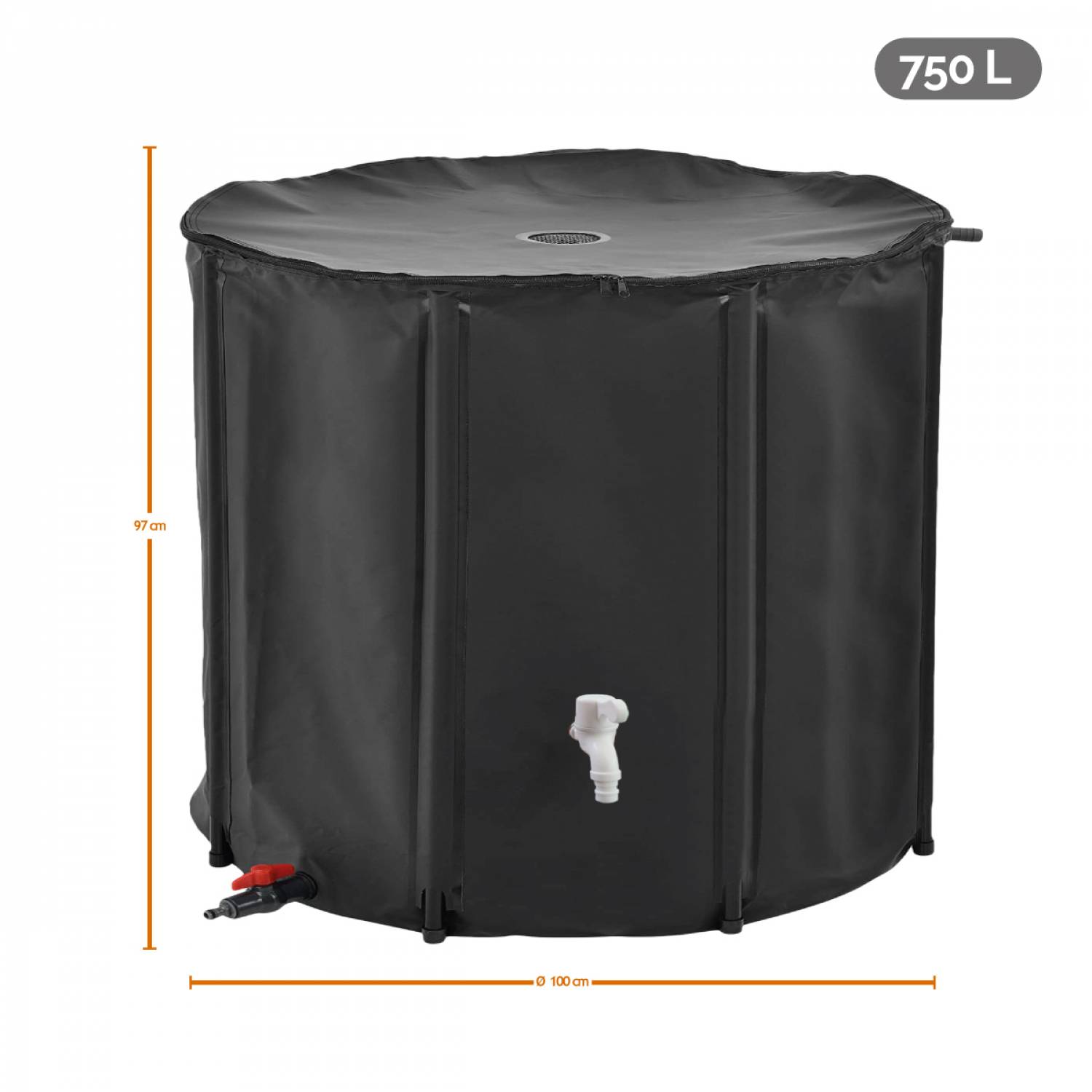 Linxor - Réservoir souple, récupérateur d'eau de pluie pliable - 750 L - Noir - Linxor - Imagen 2