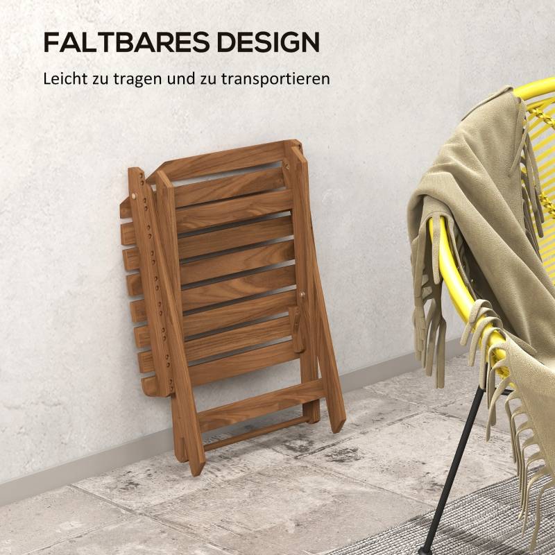 Lot 2 Tables Basses Pliantes Bois Acacia Jardin Terrasse Compact 45x45cm Teck - ComfortXL Outdoor Living - Image 4