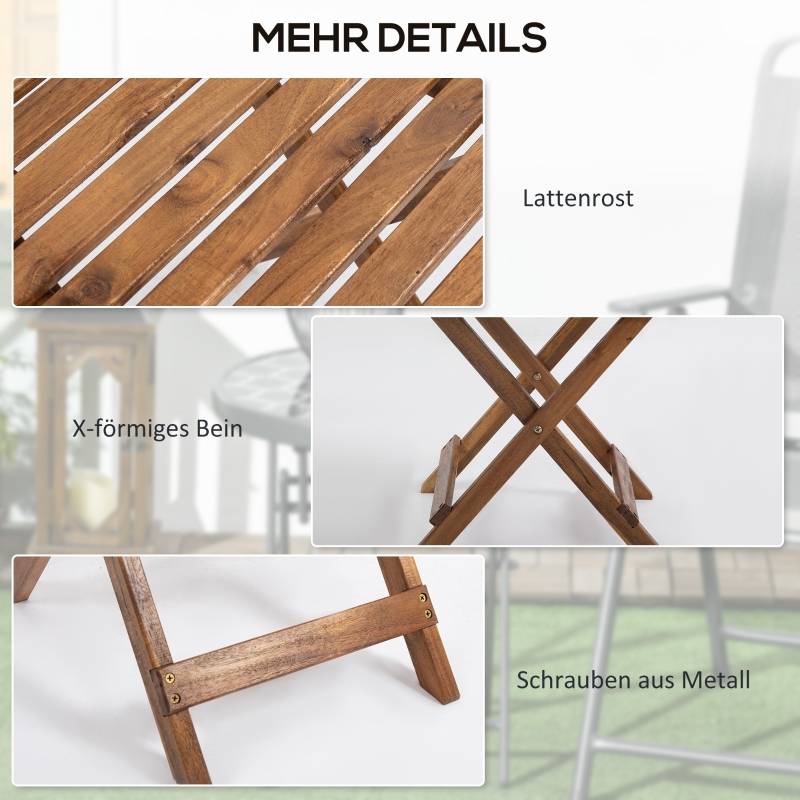 Lot 2 Tables Basses Pliantes Bois Acacia Jardin Terrasse Compact 45x45cm Teck - ComfortXL Outdoor Living - Image 7