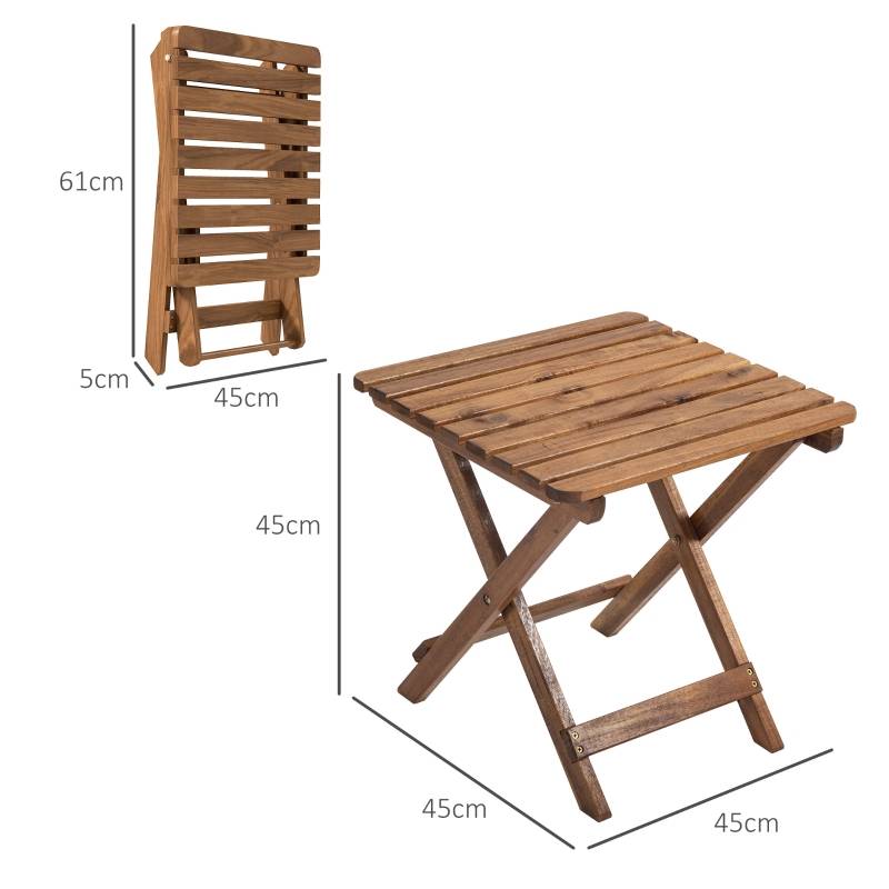 Lot 2 Tables Basses Pliantes Bois Acacia Jardin Terrasse Compact 45x45cm Teck - ComfortXL Outdoor Living - Image 3