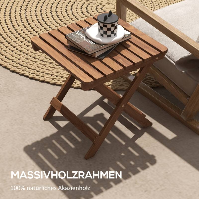 Lot 2 Tables Basses Pliantes Bois Acacia Jardin Terrasse Compact 45x45cm Teck - ComfortXL Outdoor Living - Image 5