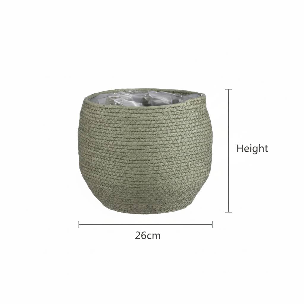 Cache-pot panier vert - D.26cm - Image 3