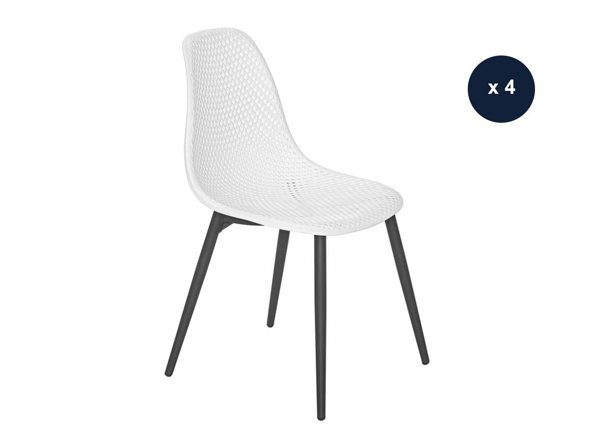Lot de 4 Chaises de jardin en aluminium et résine coloris blanc Malte - Jardiline - Imagen 1