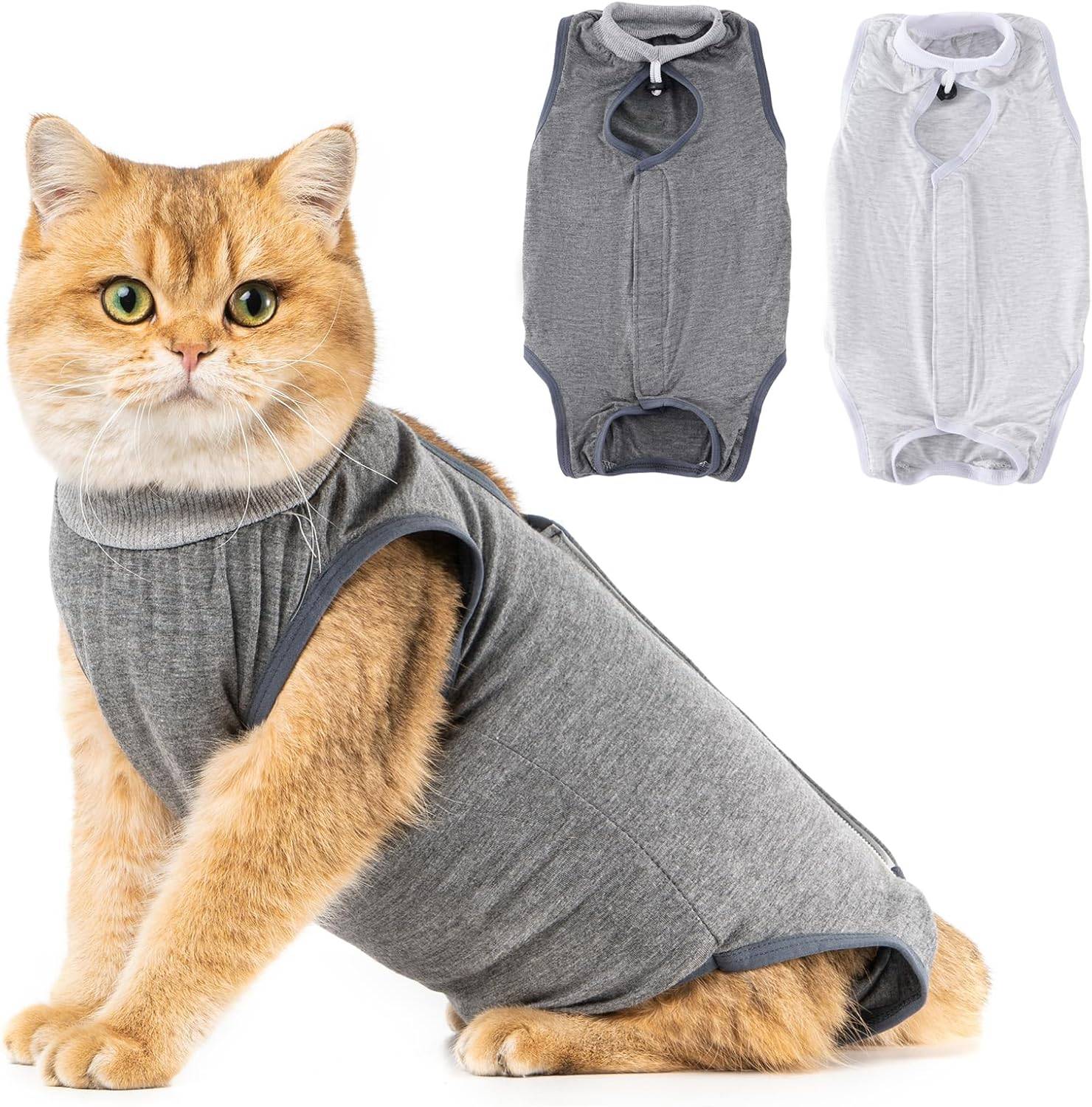 Combinaison de Récupération pour Chat Anti Léchage Gris/Gris foncé S