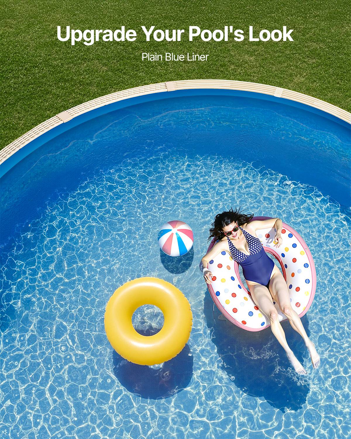 VEVOR Revêtement piscine ronde 350x120cm vinyle Unibead, résistant à l'usure, pour piscines hors sol 120cm. - Image 6