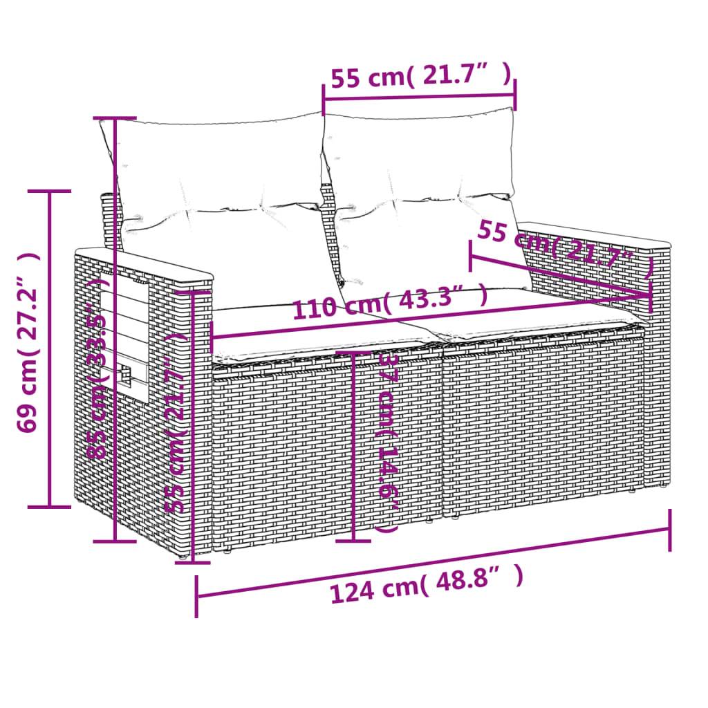 Ensemble canapé de jardin 5 places modulable en poly rotin avec pouf pour balcon Beige et Gris – ComfortXL Outdoor Living - Image 10