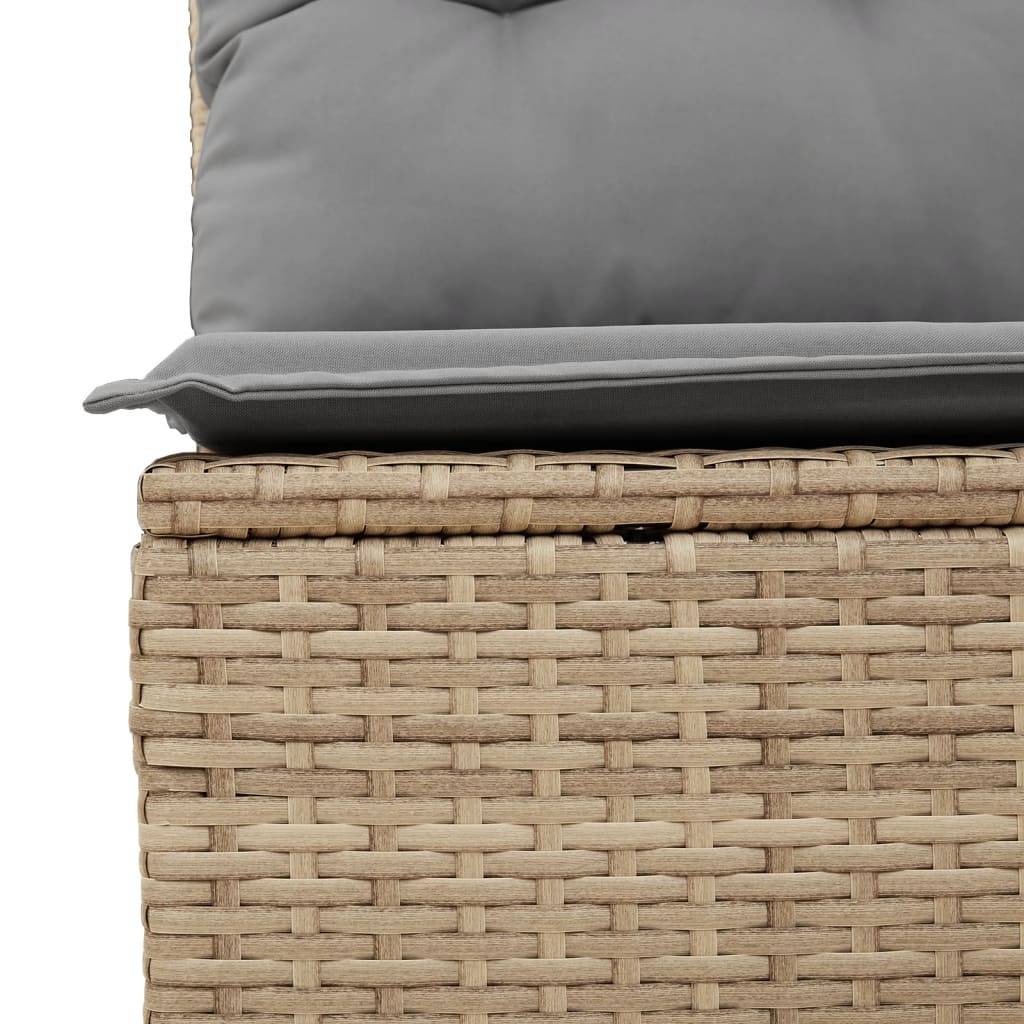 Ensemble canapé de jardin 5 places modulable en poly rotin avec pouf pour balcon Beige et Gris – ComfortXL Outdoor Living - Image 6