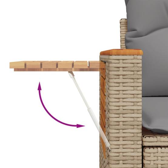 Ensemble canapé de jardin 5 places modulable en poly rotin avec pouf pour balcon Beige et Gris – ComfortXL Outdoor Living - Image 7