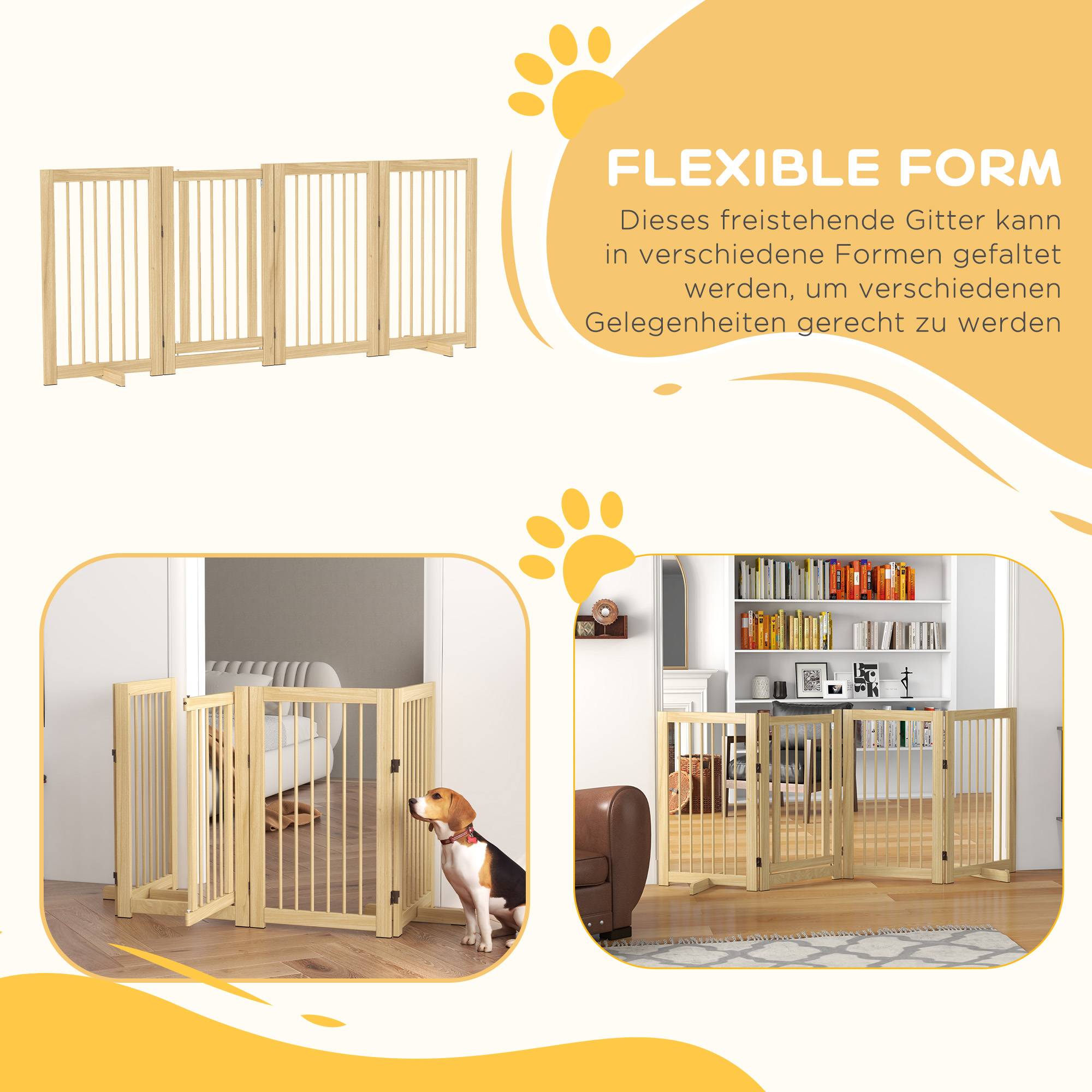 Sans Marque - Barrière pliante pour chien, autonome, avec porte et pieds, cadre en bois, 220x36x91 cm - Image 9