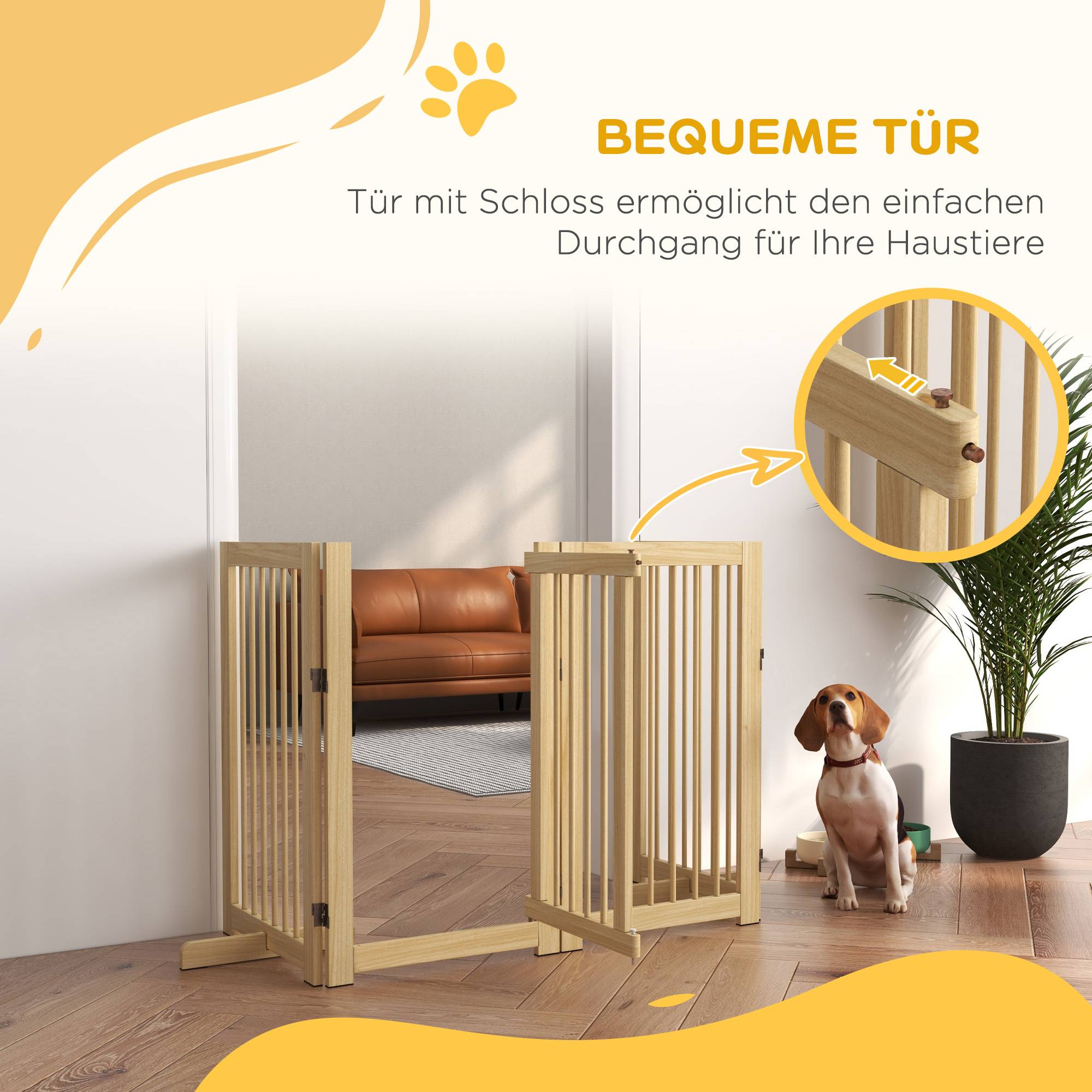 Sans Marque - Barrière pliante pour chien, autonome, avec porte et pieds, cadre en bois, 220x36x91 cm - Image 7