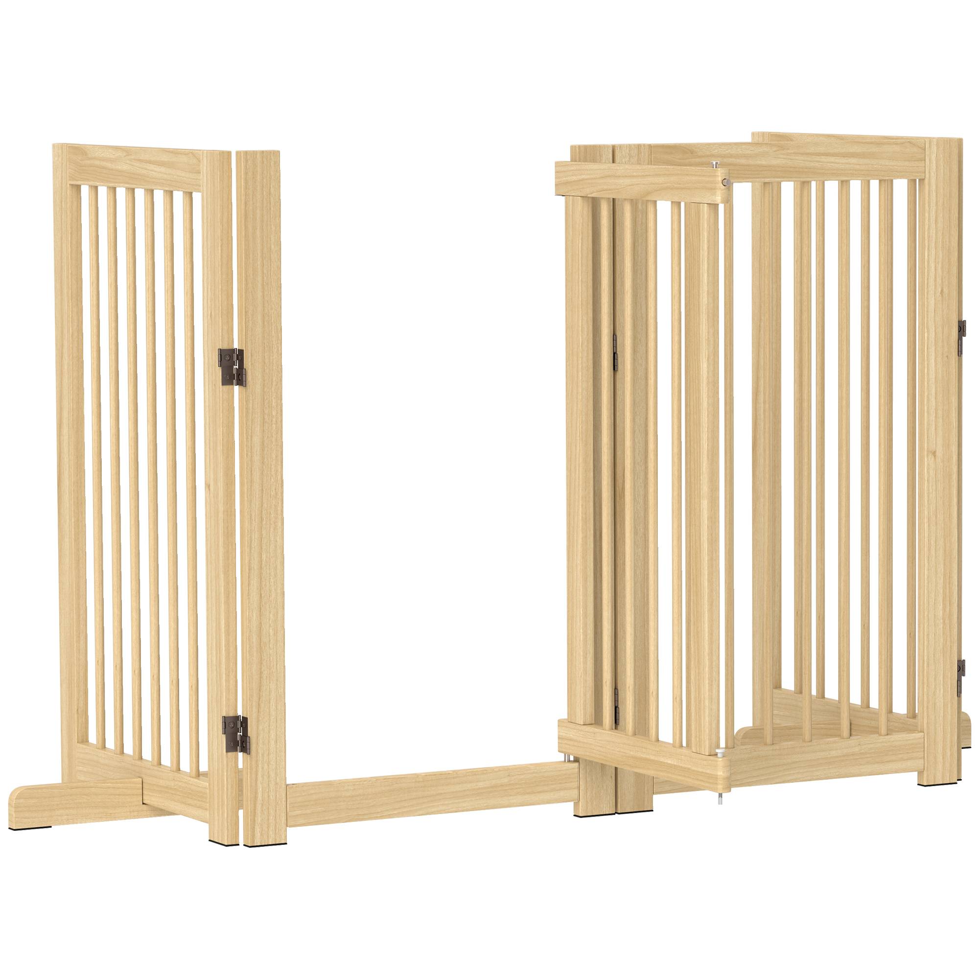 Sans Marque - Barrière pliante pour chien, autonome, avec porte et pieds, cadre en bois, 220x36x91 cm - Image 2