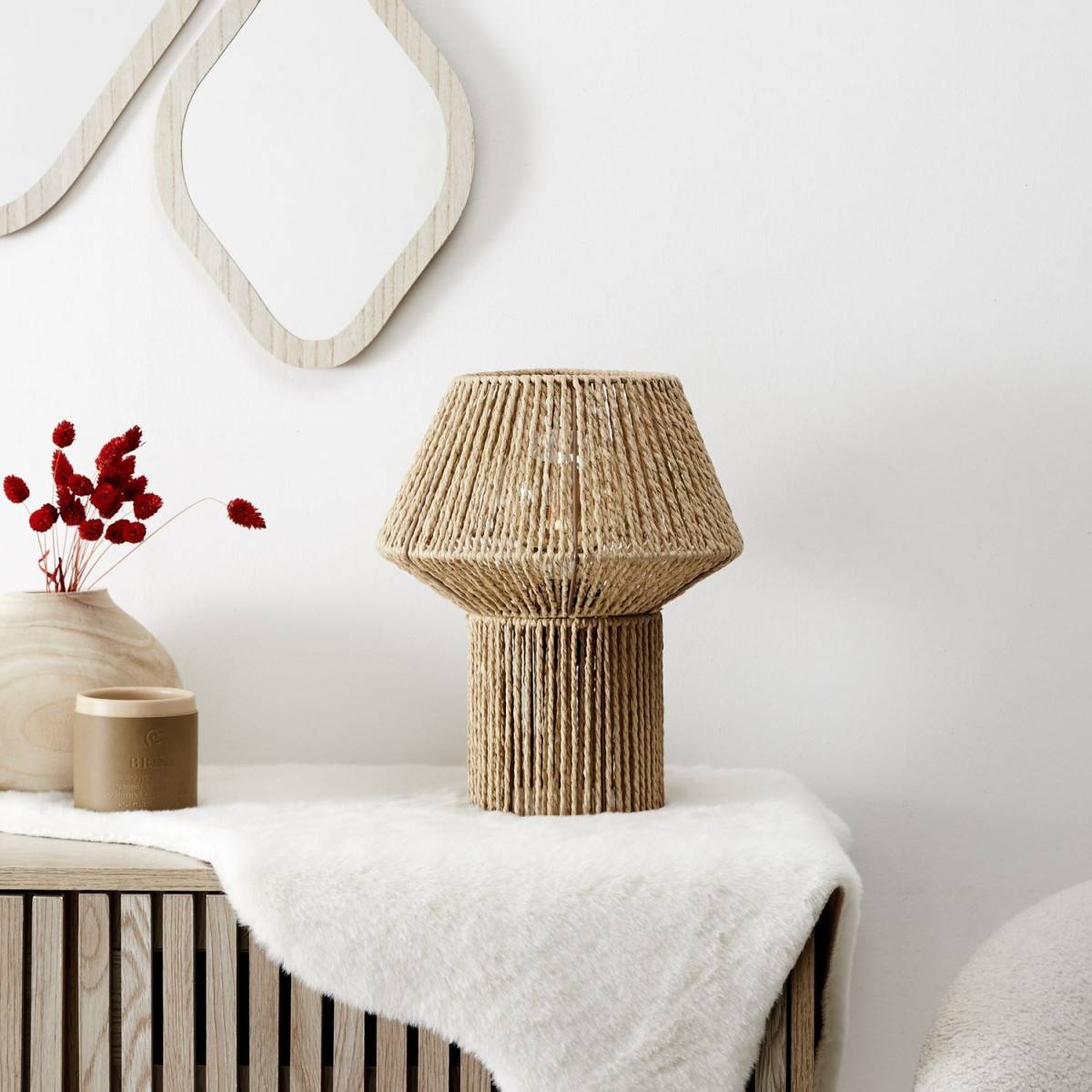 The Home Deco Factory - Lampe à Poser "Corde Tressée" 33cm Naturel - Image 4