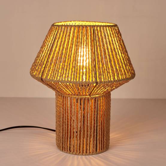 The Home Deco Factory - Lampe à Poser "Corde Tressée" 33cm Naturel - Image 2