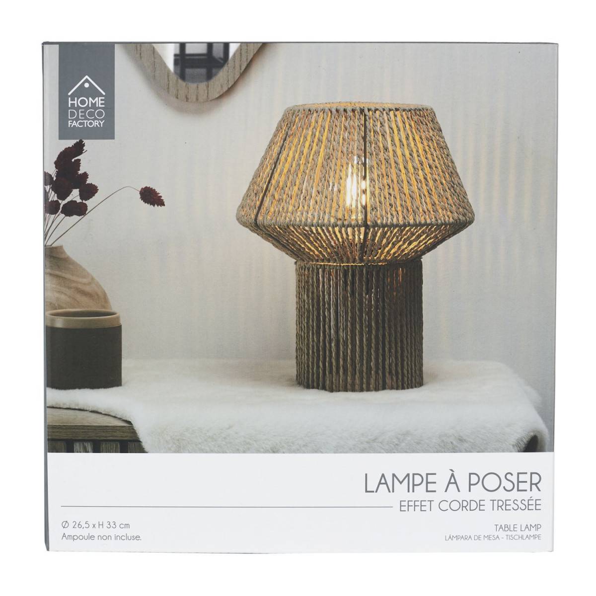 The Home Deco Factory - Lampe à Poser "Corde Tressée" 33cm Naturel - Image 6