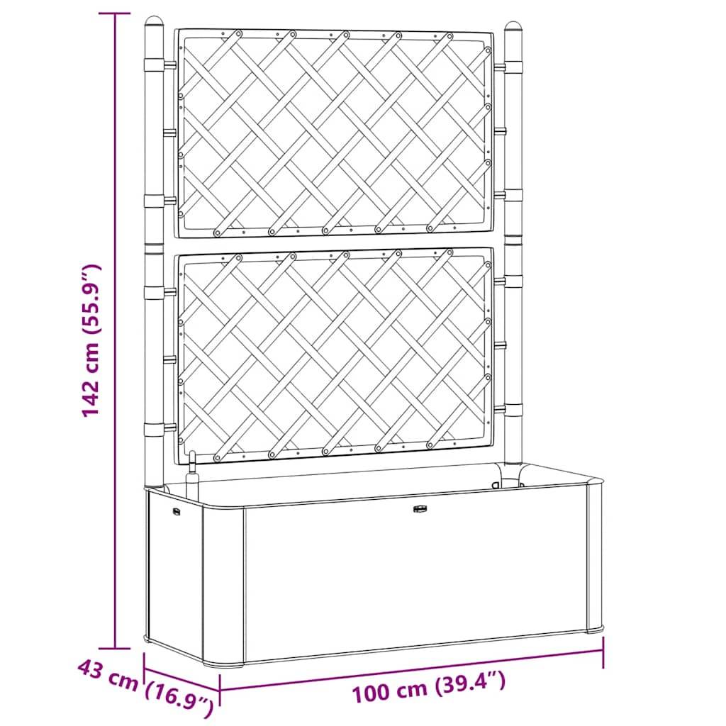 Lit surélevé de jardin avec treillis et système d'arrosage plastique blanc 100 x 43 x 142 cm - PANGIVO - Image 8