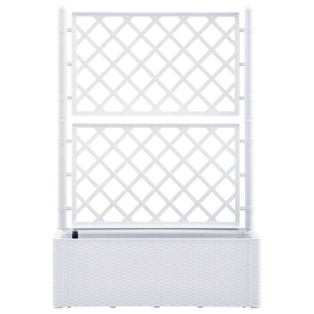 Lit surélevé de jardin avec treillis et système d'arrosage plastique blanc 100 x 43 x 142 cm - PANGIVO - Image 3