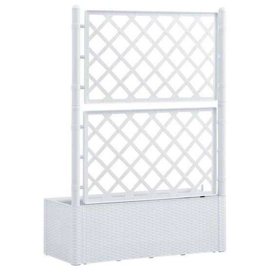 Lit surélevé de jardin avec treillis et système d'arrosage plastique blanc 100 x 43 x 142 cm - PANGIVO - Image 5