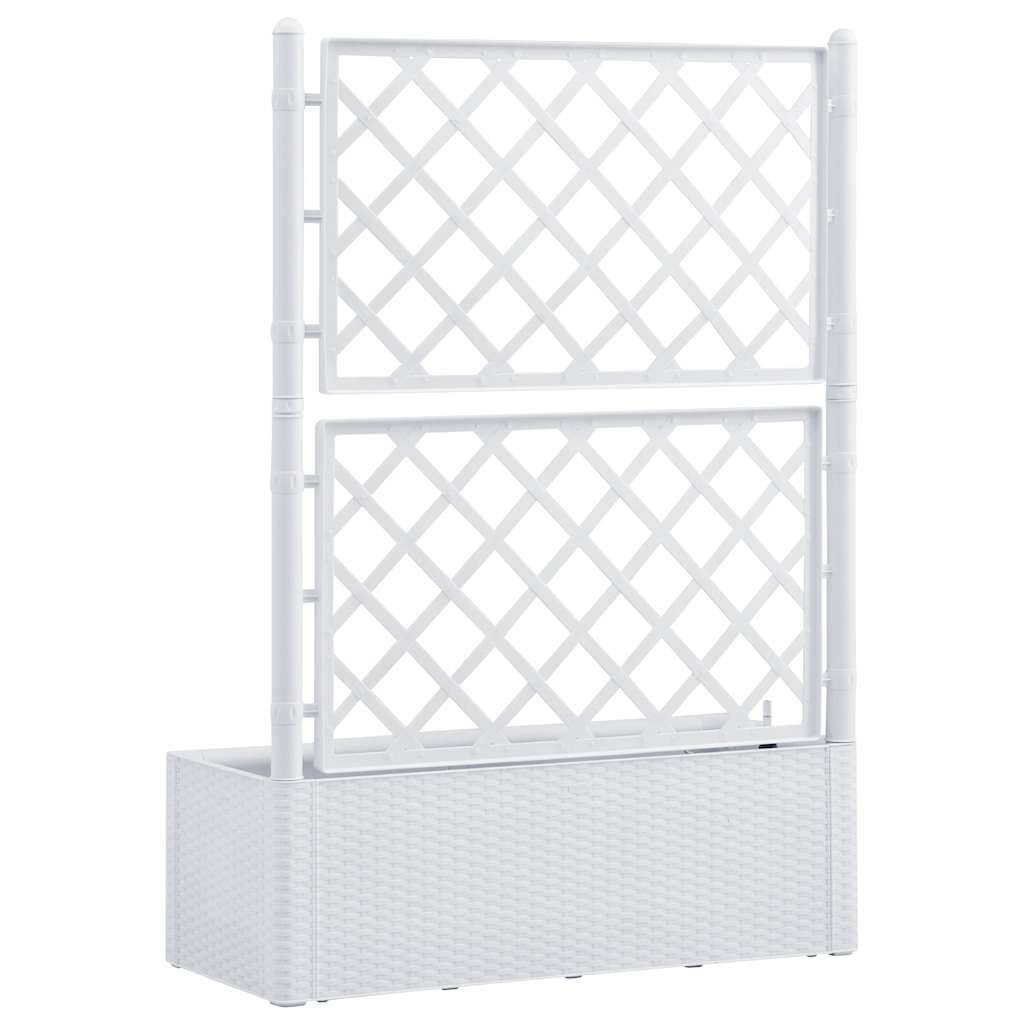 Lit surélevé de jardin avec treillis et système d'arrosage plastique blanc 100 x 43 x 142 cm - PANGIVO - Image 5