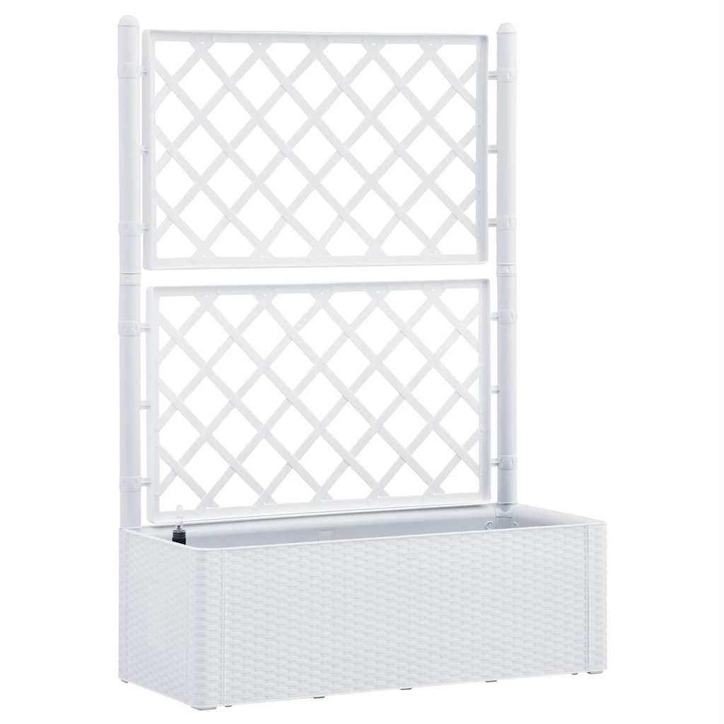 Lit surélevé de jardin avec treillis et système d'arrosage plastique blanc 100 x 43 x 142 cm - PANGIVO - Image 2