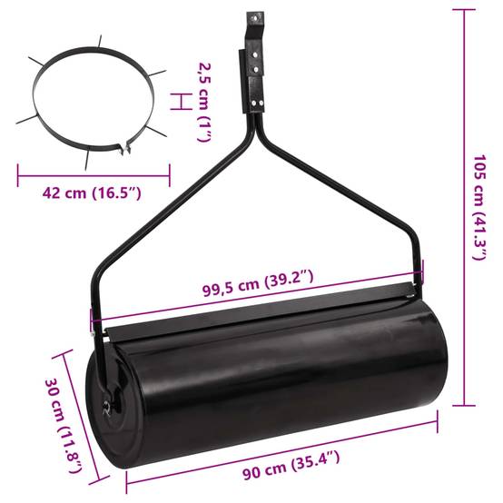 Vidaxl - Rouleau de jardin et de pelouse à tirer avec pinces aérateur noir 63 L en fer vidaXL 3308005 - Image 3