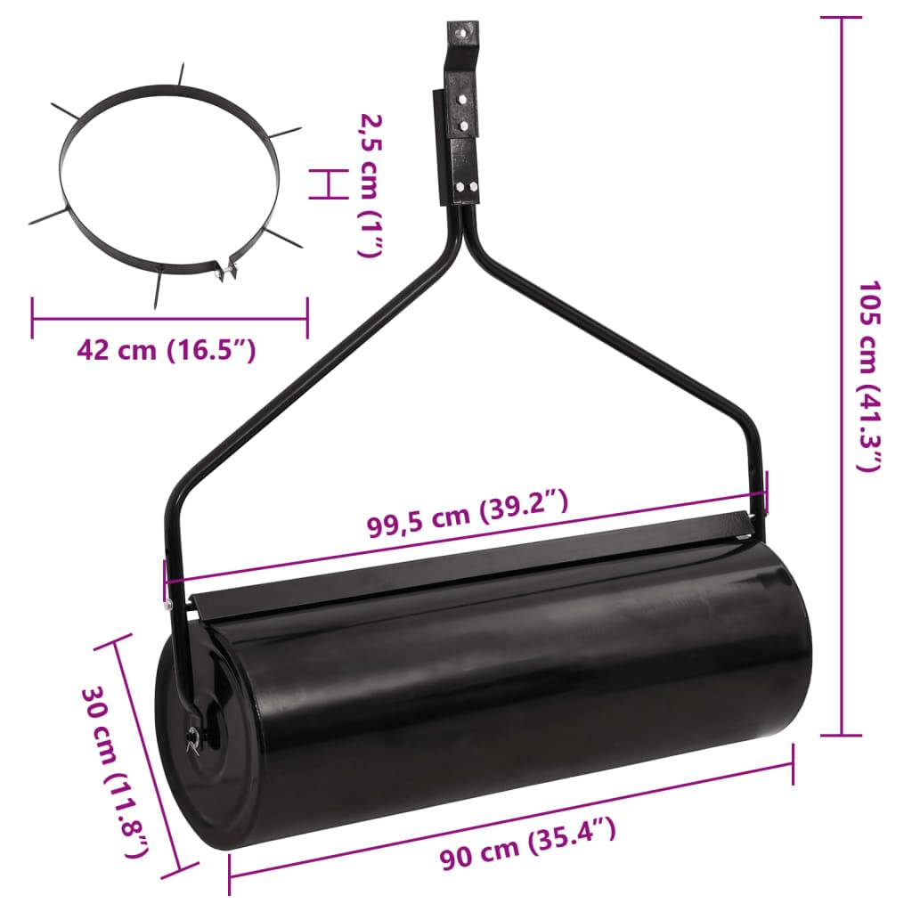 Vidaxl - Rouleau de jardin et de pelouse à tirer avec pinces aérateur noir 63 L en fer vidaXL 3308005 - Image 3