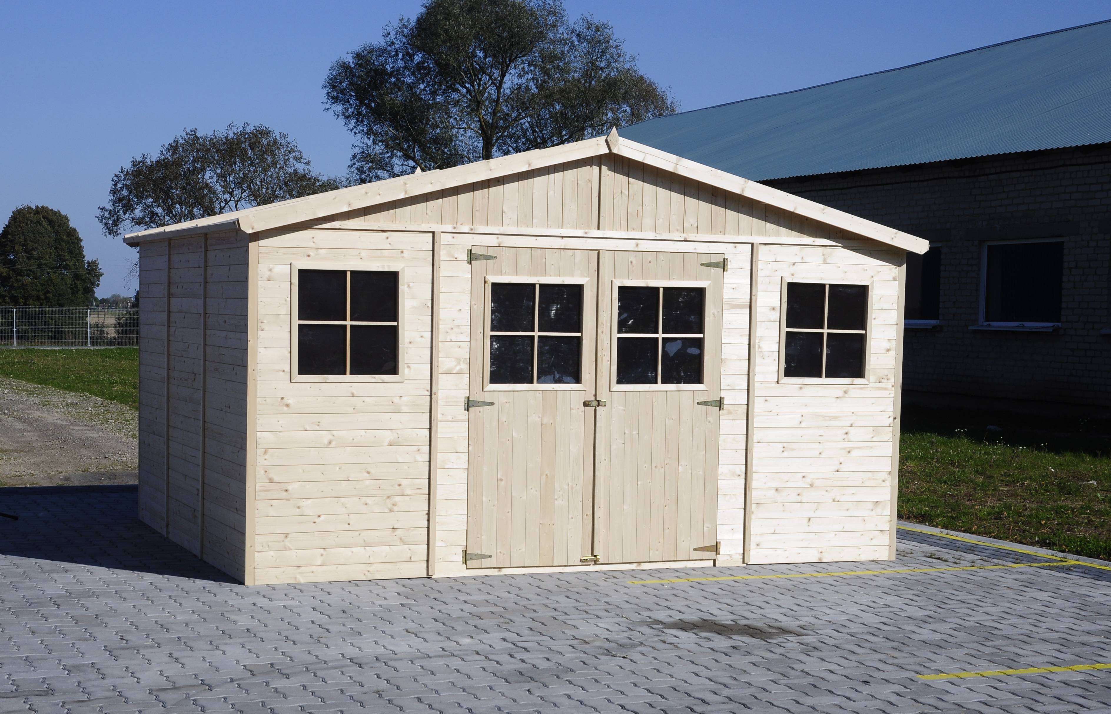 Timbela - Abri de Jardin en Bois Naturel H246x418x420 cm / 16 m² - Stockage extérieur avec fenêtres - 17 mm d’épaisseur - Timbela M330 - Image 5