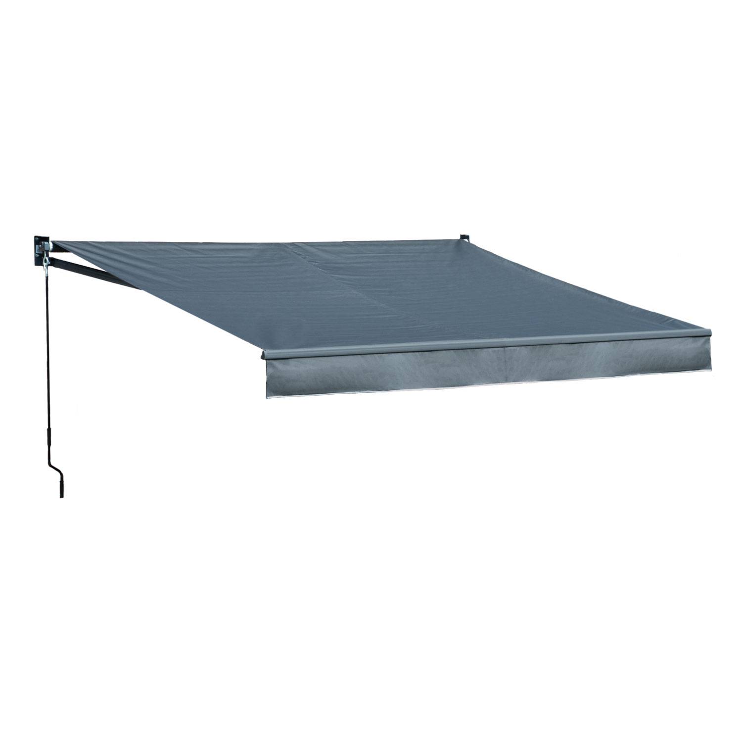 Store banne SAULE 3,5 × 3m - Toile anthracite et structure grise - HAPPY GARDEN - Imagen 1