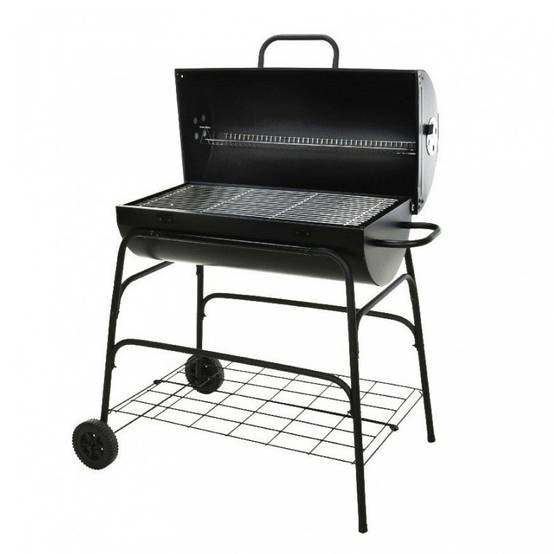Barbecue à charbon cylindre métal noir sur roues - Image 2