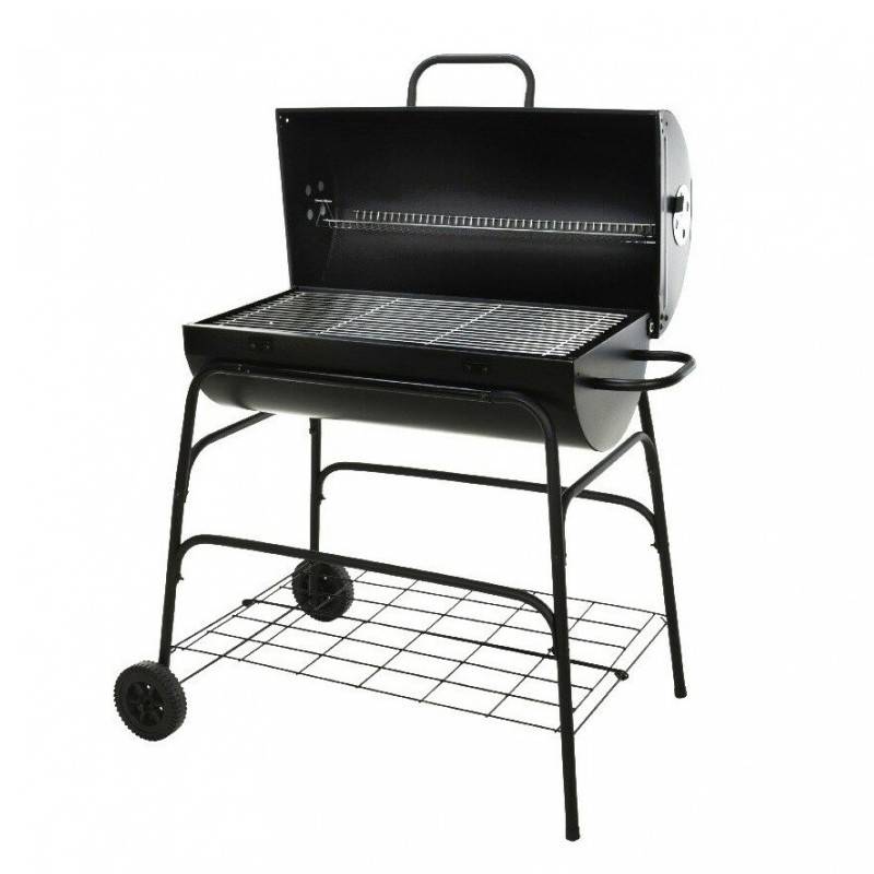 Barbecue à charbon cylindre métal noir sur roues - Image 2