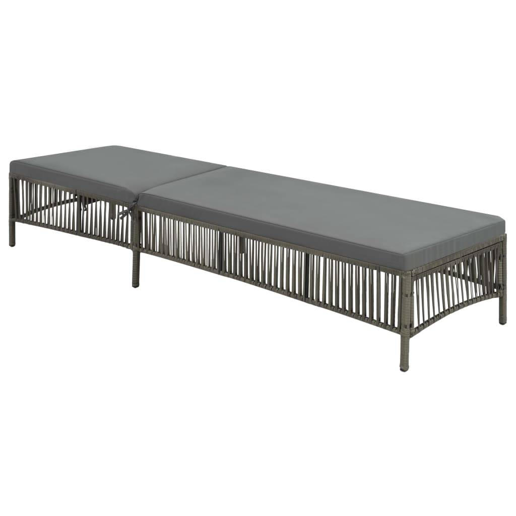 Helloshop26 - Transat chaise longue bain de soleil lit de jardin terrasse meuble d'extérieur avec coussin résine tressée gris - Imagen 1