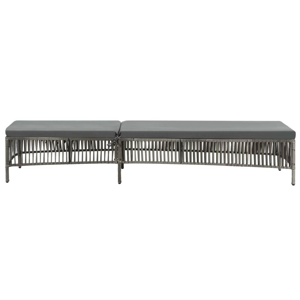 Helloshop26 - Transat chaise longue bain de soleil lit de jardin terrasse meuble d'extérieur avec coussin résine tressée gris - Imagen 2