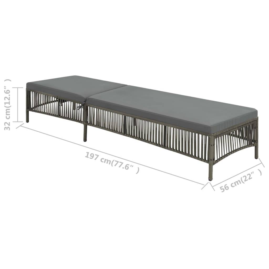 Helloshop26 - Transat chaise longue bain de soleil lit de jardin terrasse meuble d'extérieur avec coussin résine tressée gris - Imagen 6