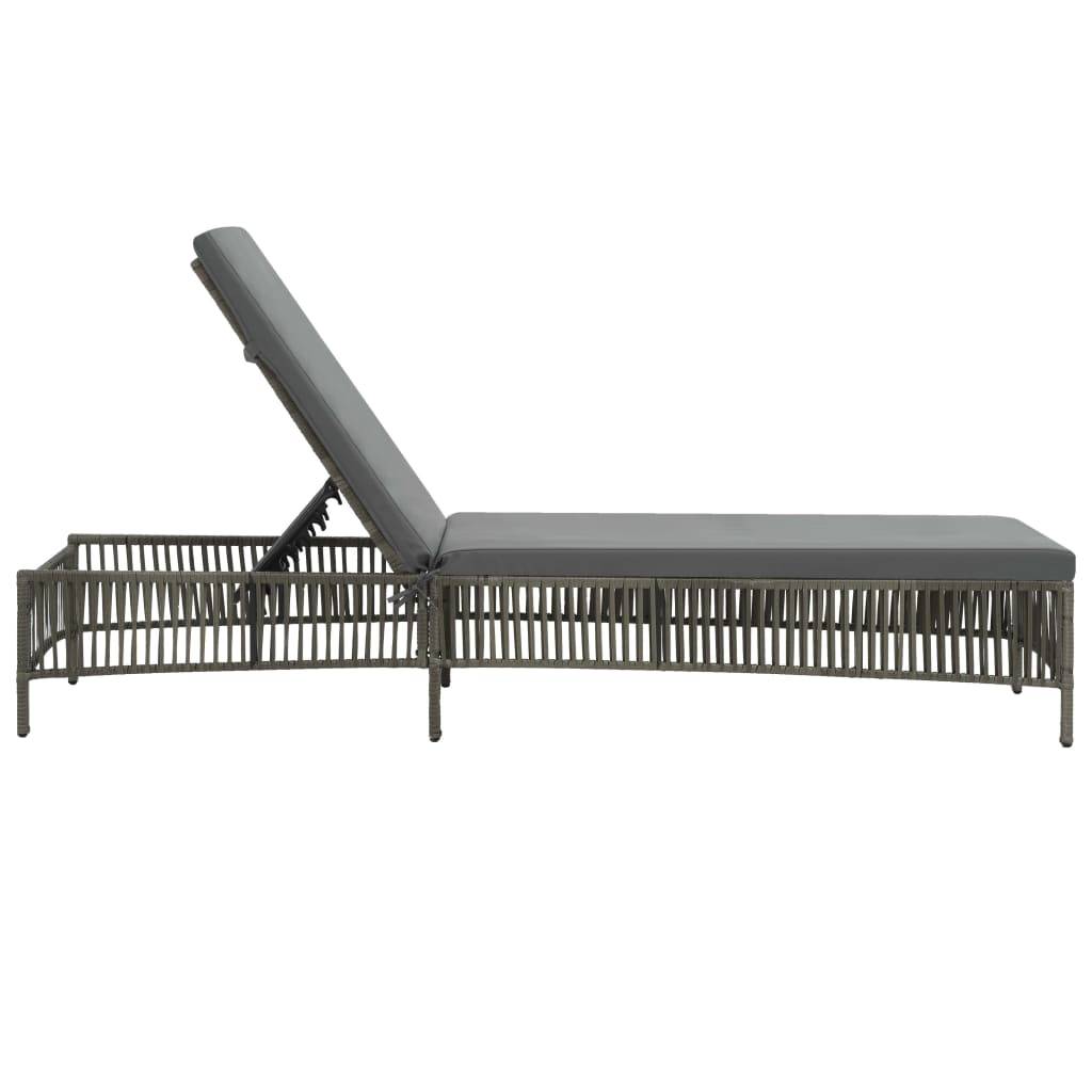 Helloshop26 - Transat chaise longue bain de soleil lit de jardin terrasse meuble d'extérieur avec coussin résine tressée gris - Imagen 4