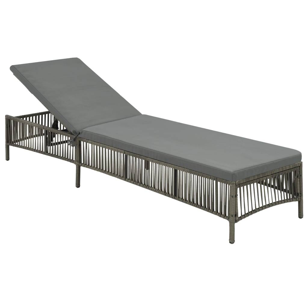 Helloshop26 - Transat chaise longue bain de soleil lit de jardin terrasse meuble d'extérieur avec coussin résine tressée gris - Imagen 3