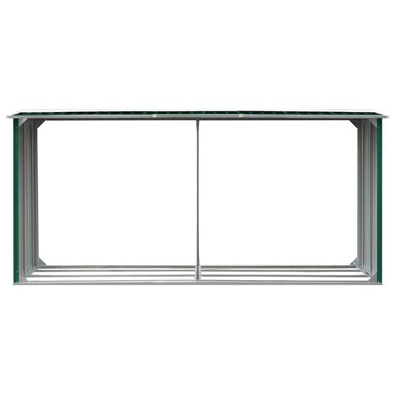 Abri de Stockage Bois XXL Acier Galvanisé pour Jardin 330x92x153 cm Vert - ComfortXL Outdoor Living - Image 3