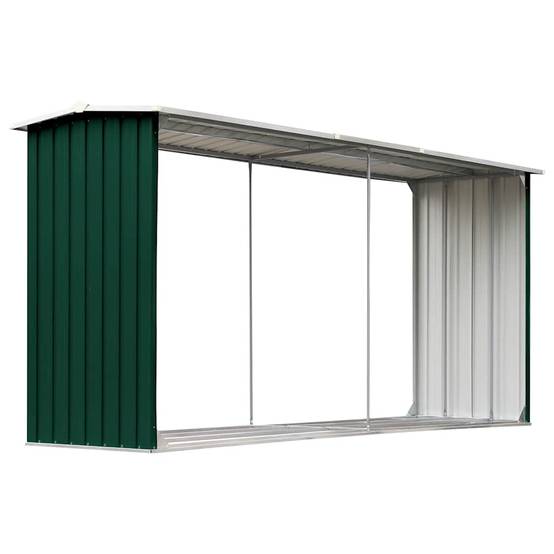Abri de Stockage Bois XXL Acier Galvanisé pour Jardin 330x92x153 cm Vert - ComfortXL Outdoor Living - Image 2
