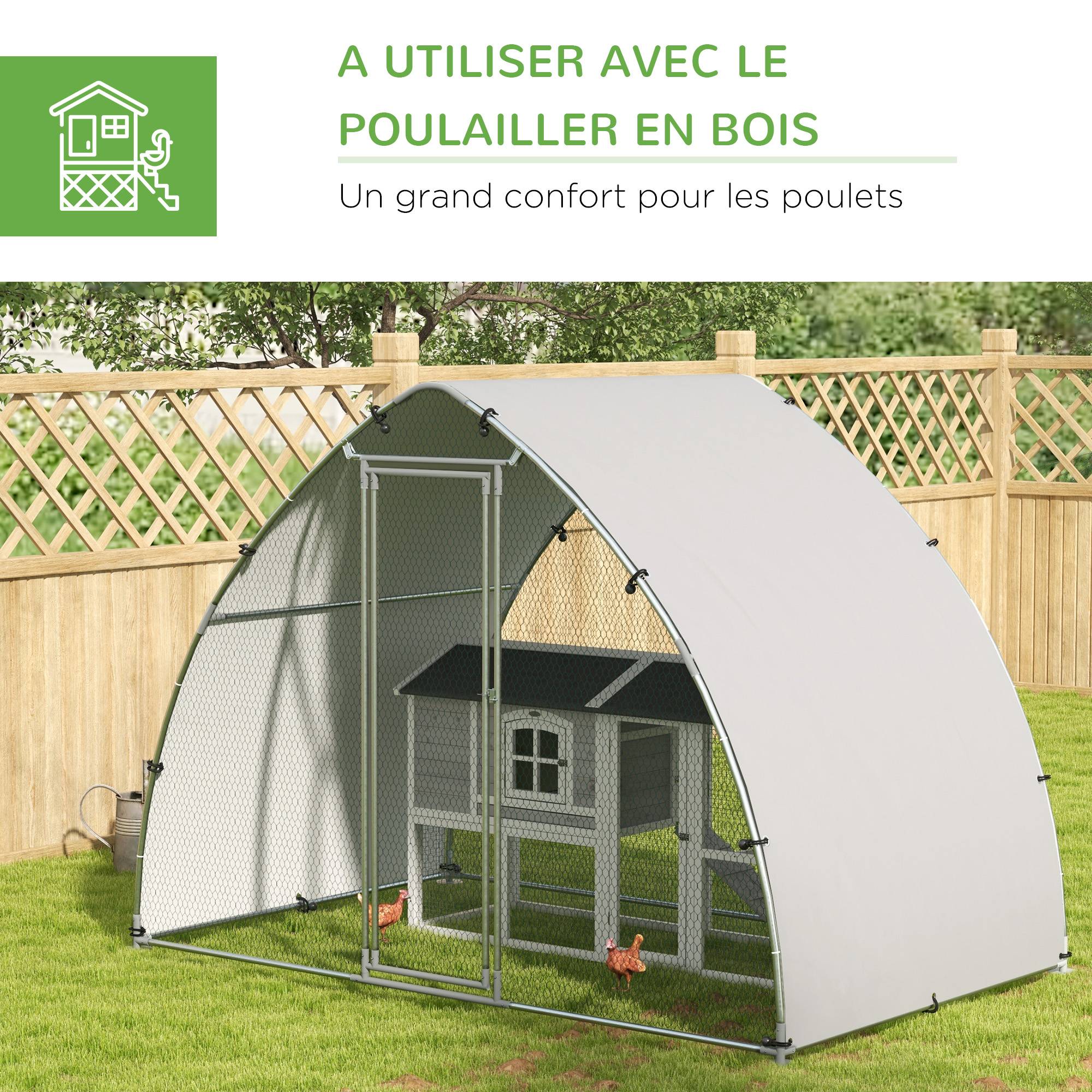 Enclos pour volailles acier galvanisé gris 304 x 190 x 220 cm - PANGIVO - Image 7