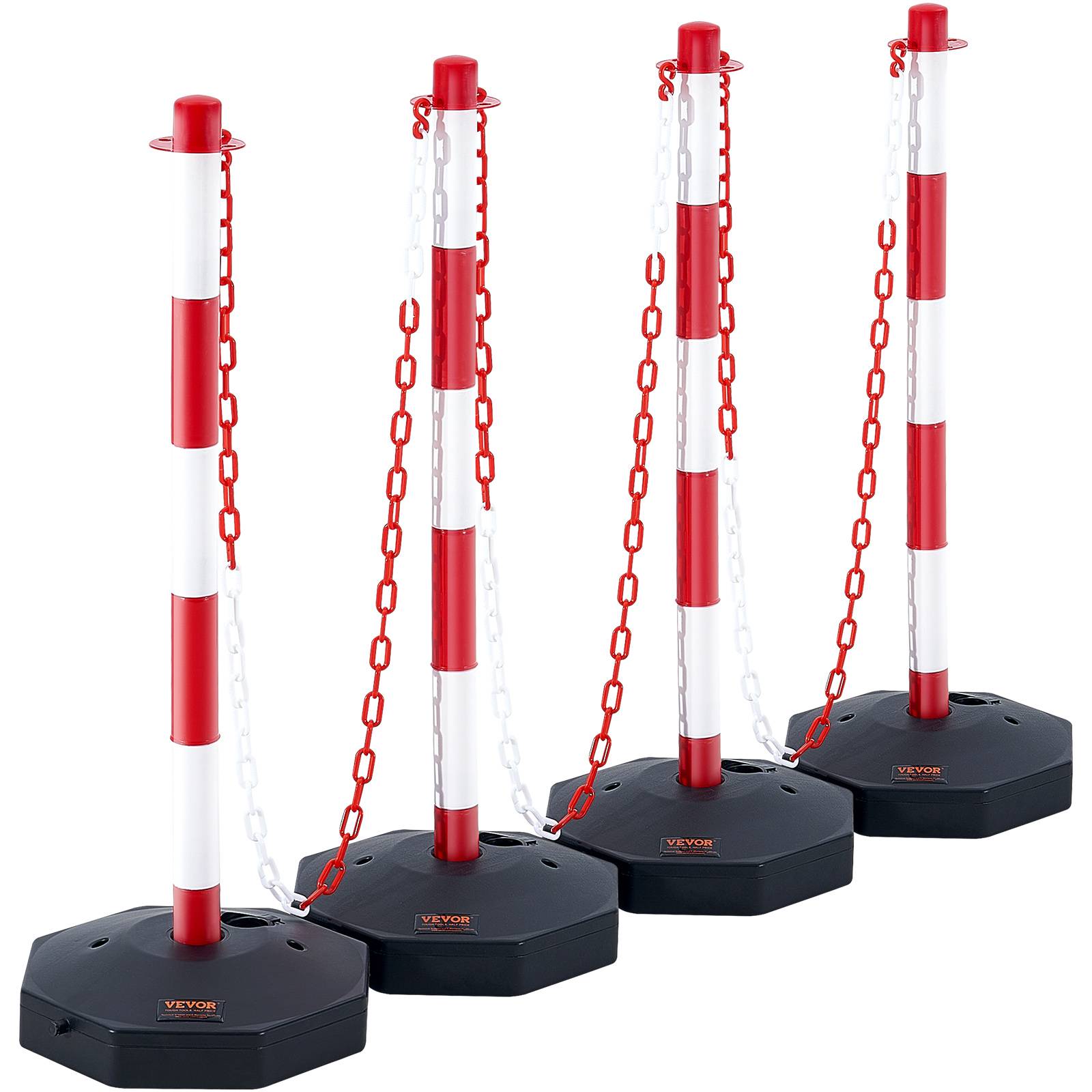 VEVOR 4PCs Poteaux de Signalisation Cône de Signalisation Rouge et Blanc 2,4 m - Image 1