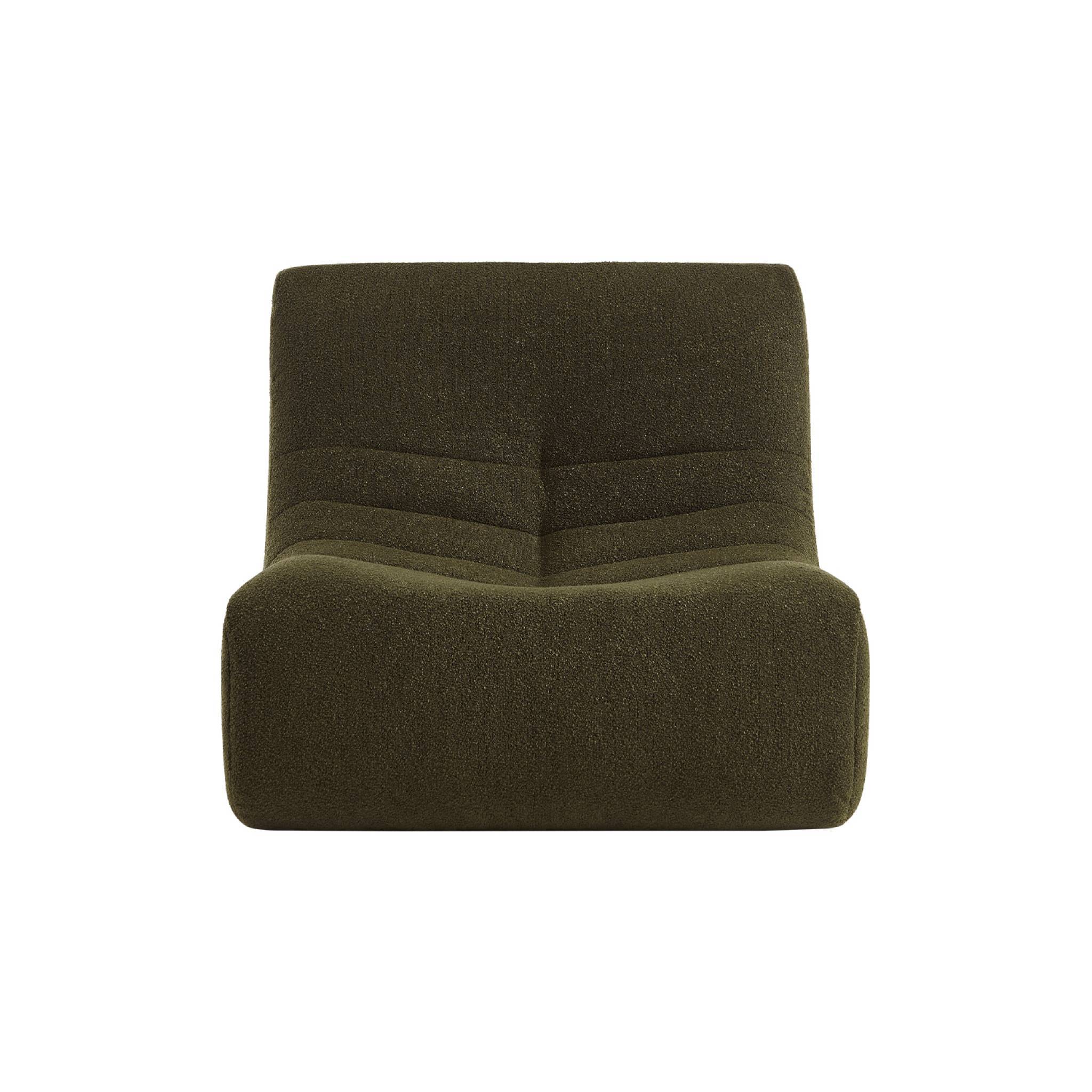 Fauteuil chauffeuse en bouclette texturée kaki foncé style contemporain 1 place | sweeek - Image 4