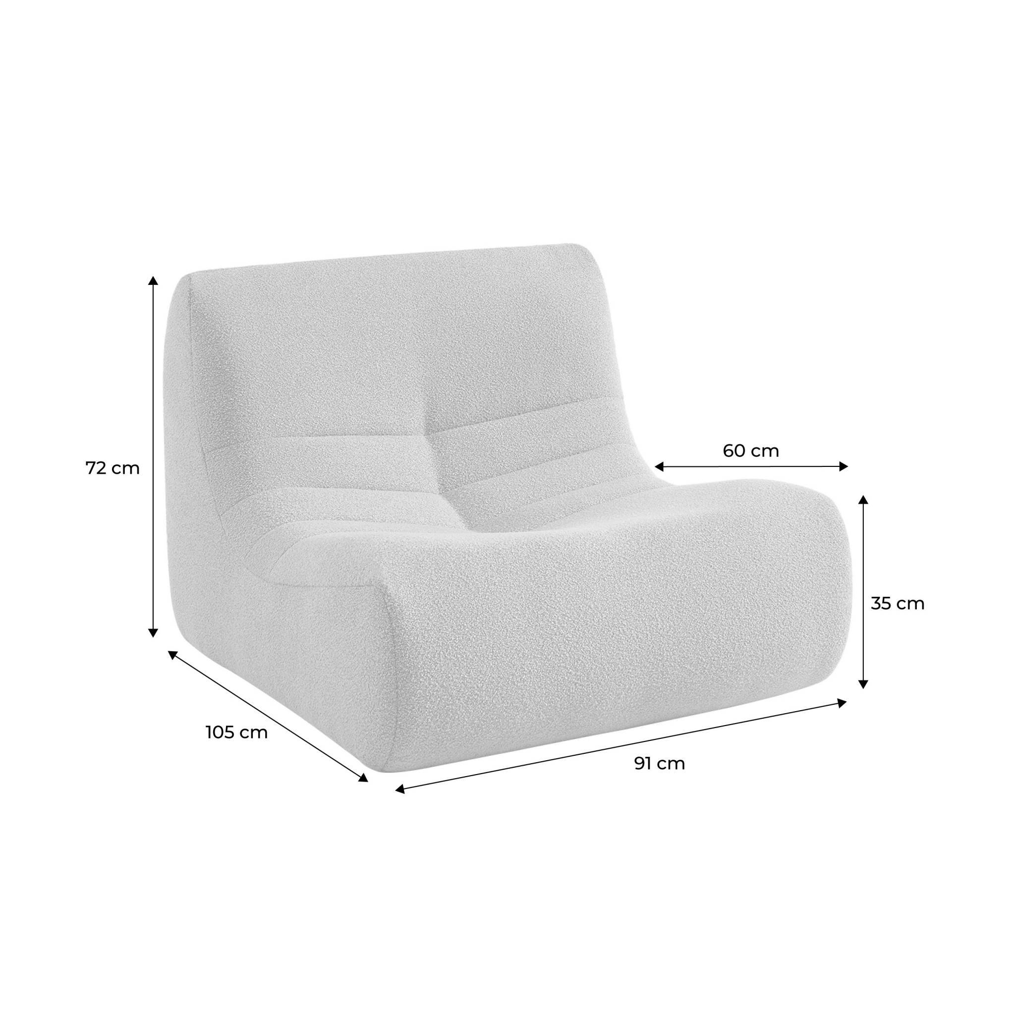Fauteuil chauffeuse en bouclette texturée kaki foncé style contemporain 1 place | sweeek - Image 6