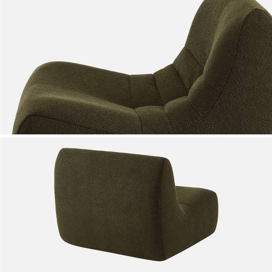 Fauteuil chauffeuse en bouclette texturée kaki foncé style contemporain 1 place | sweeek - Image 7