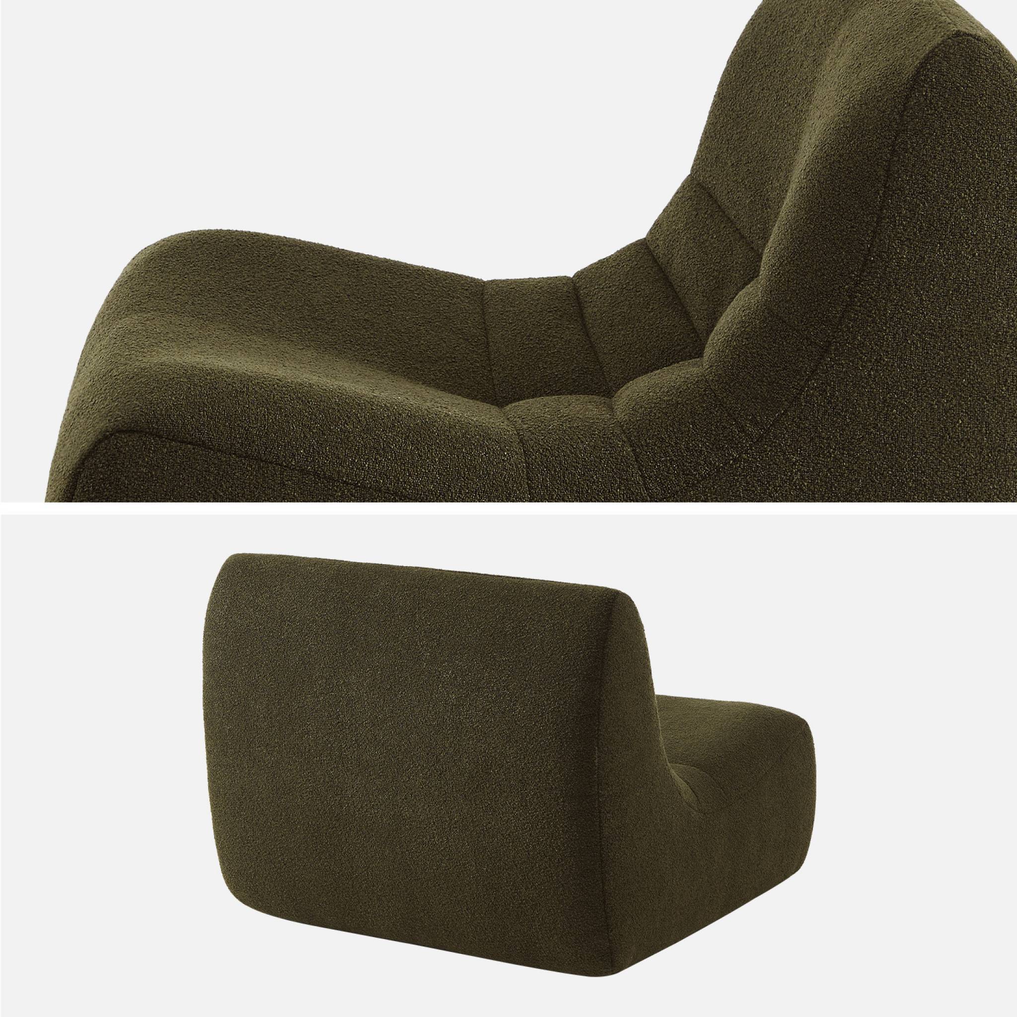 Fauteuil chauffeuse en bouclette texturée kaki foncé style contemporain 1 place | sweeek - Image 7