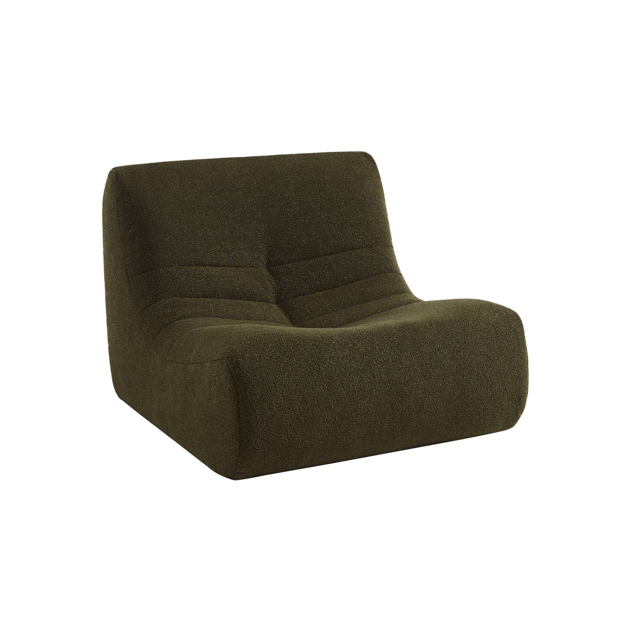 Fauteuil chauffeuse en bouclette texturée kaki foncé style contemporain 1 place | sweeek - Image 2