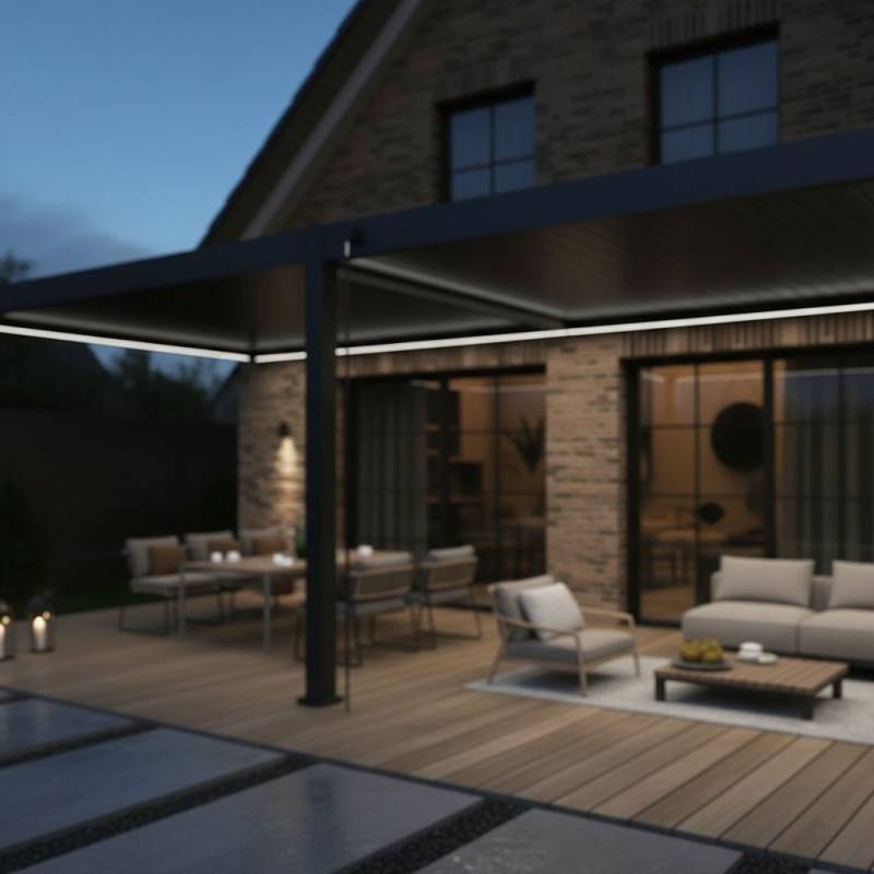 Ombrea - Kit LED Pergola Bioclimatique adossée 4x8M - Image 4