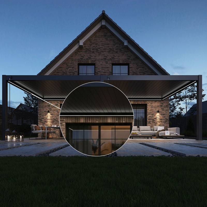 Ombrea - Kit LED Pergola Bioclimatique adossée 4x8M - Image 6